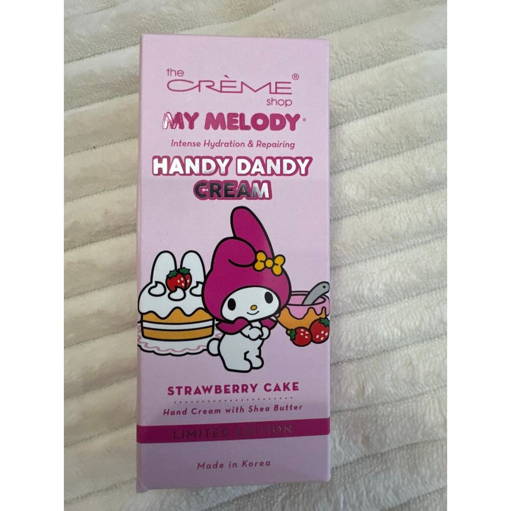 The crème Shop My Melody Strawberry Cake Hand Cream shea butter Limited Edition